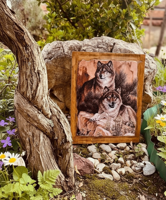 Ujq në natyrë – pikturë në dru